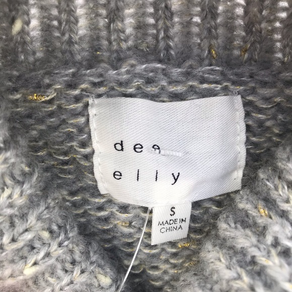 Dee Elly Grey Woven Turtleneck Pullover Sweater - Picture 7 of 12